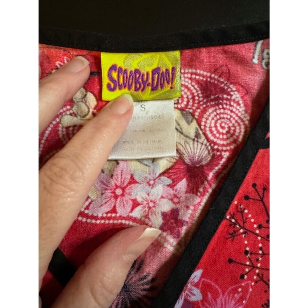 Womens Scooby Doo Vneck Nurse Medial Vet Scrub Back Tie Size Small 6960C - Picture 3 of 6